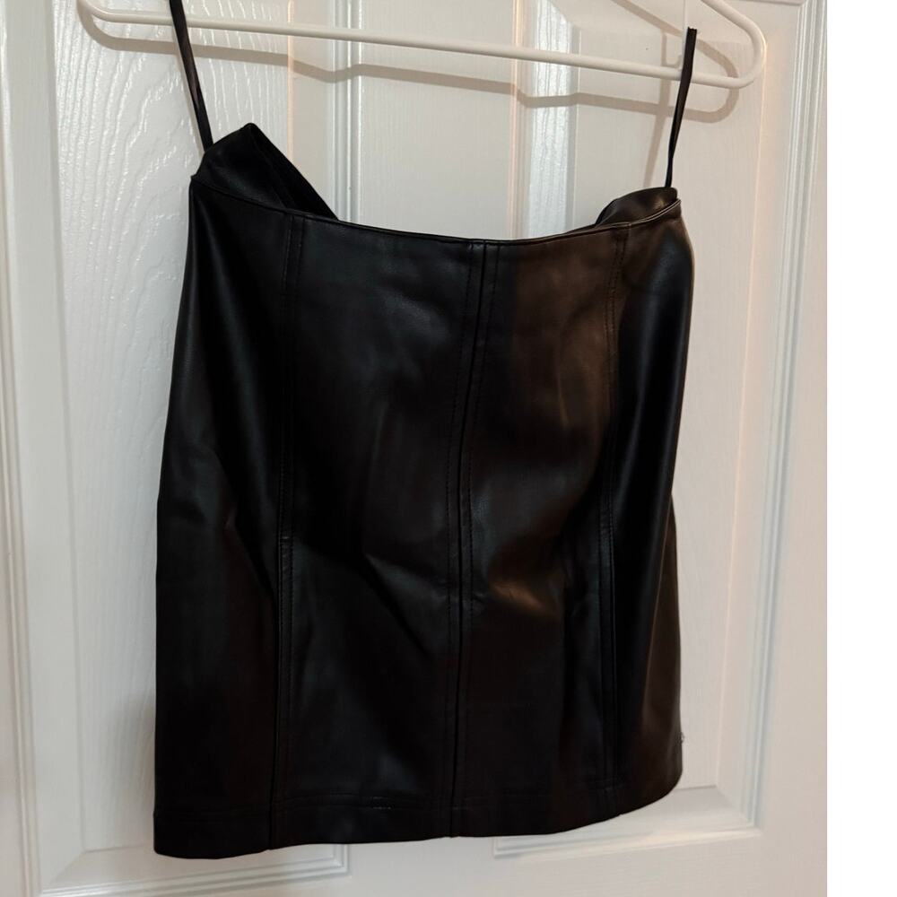 Free People Black Faux Leather Skirt Size 2
